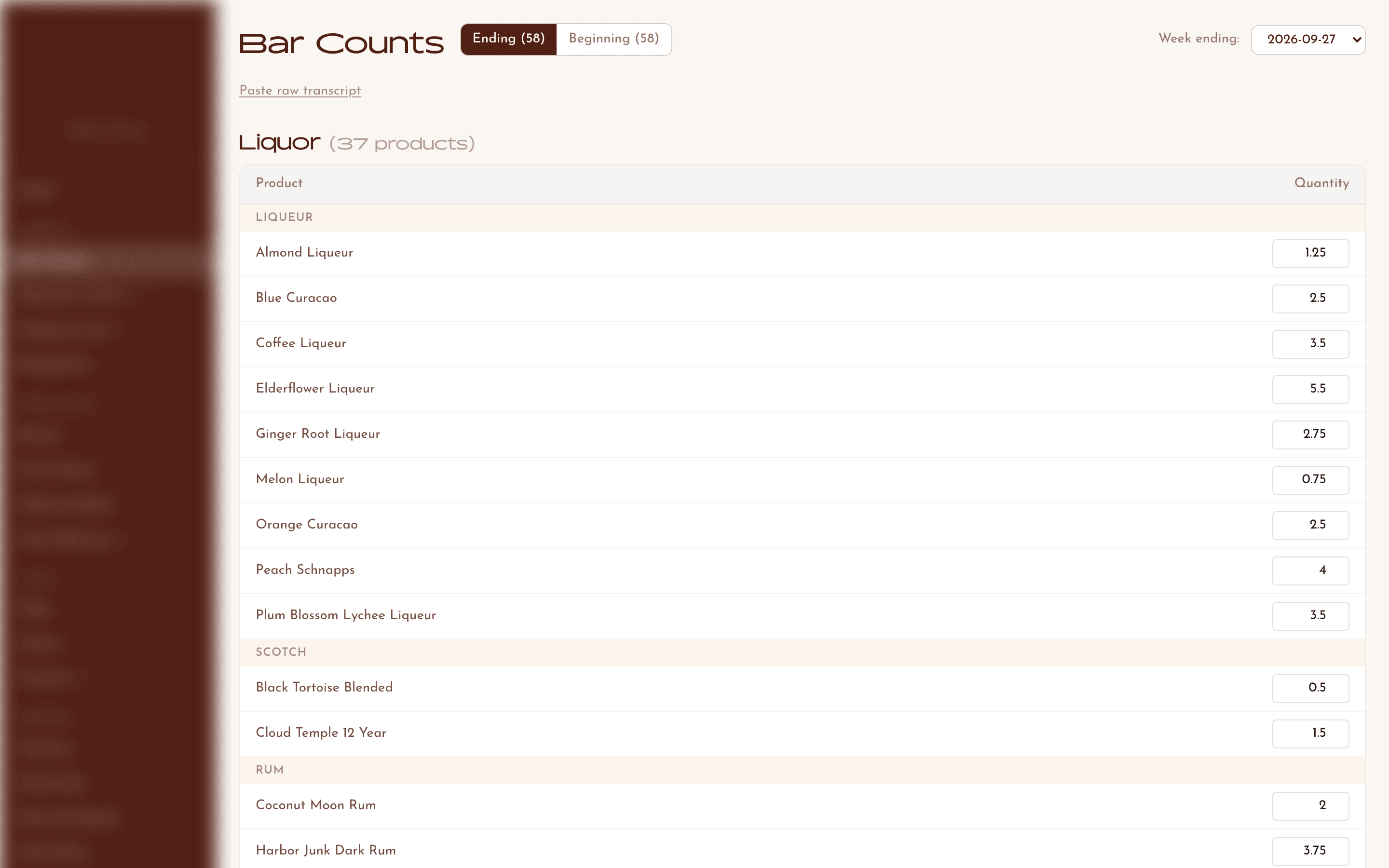 Inventory & Ordering System: Bar counts, by voice