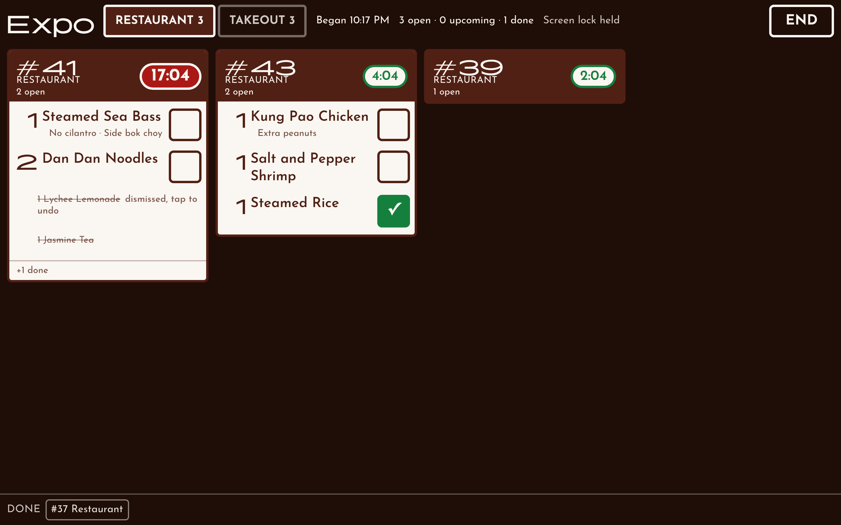 Inventory & Ordering System: Kitchen timing board