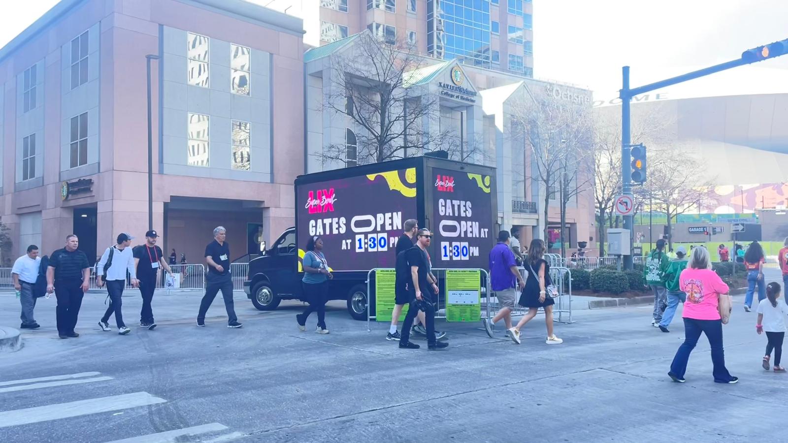 LED Truck Campaign Platform: Super Bowl LIX, gates open