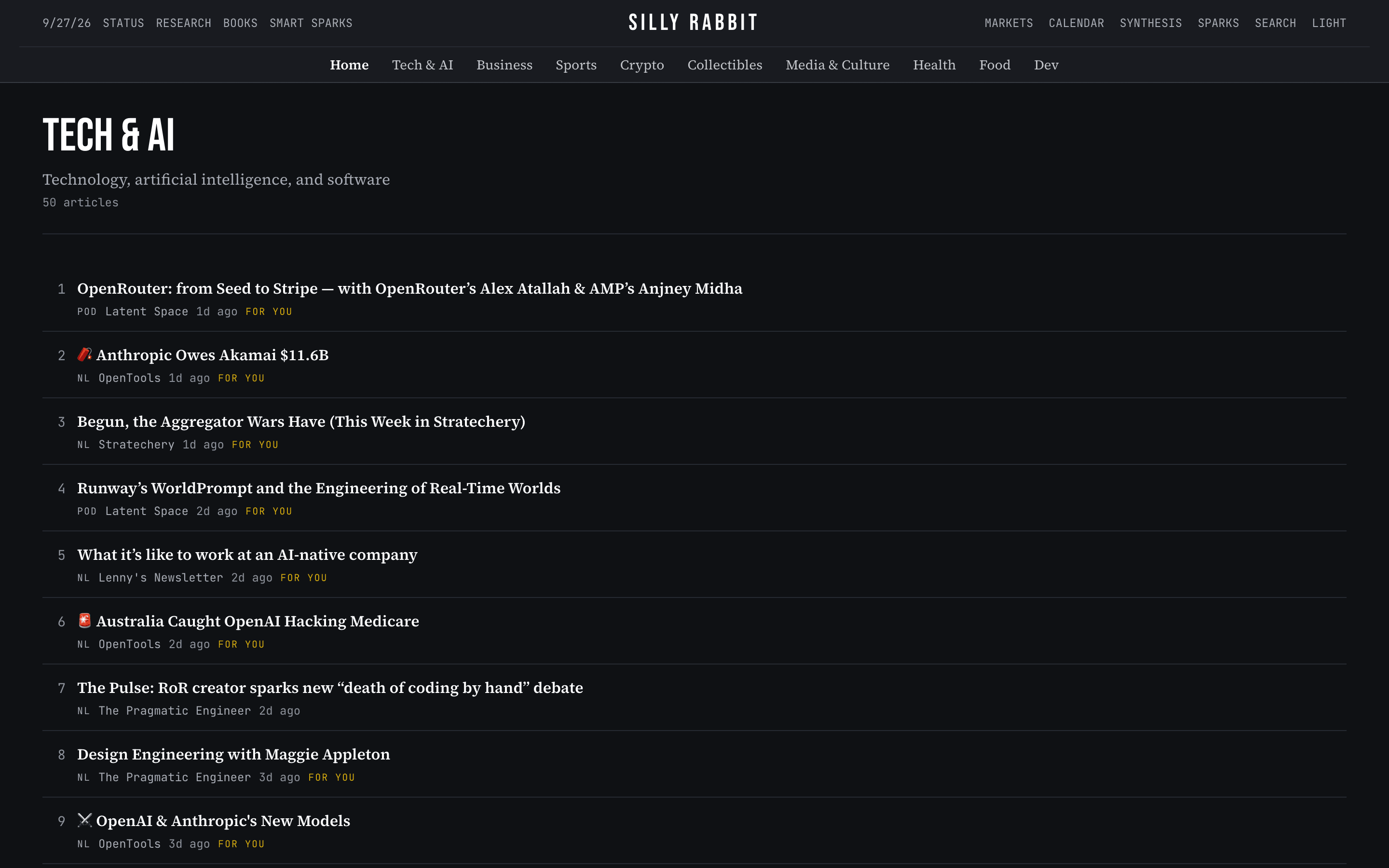 Personal Research System: Sector view