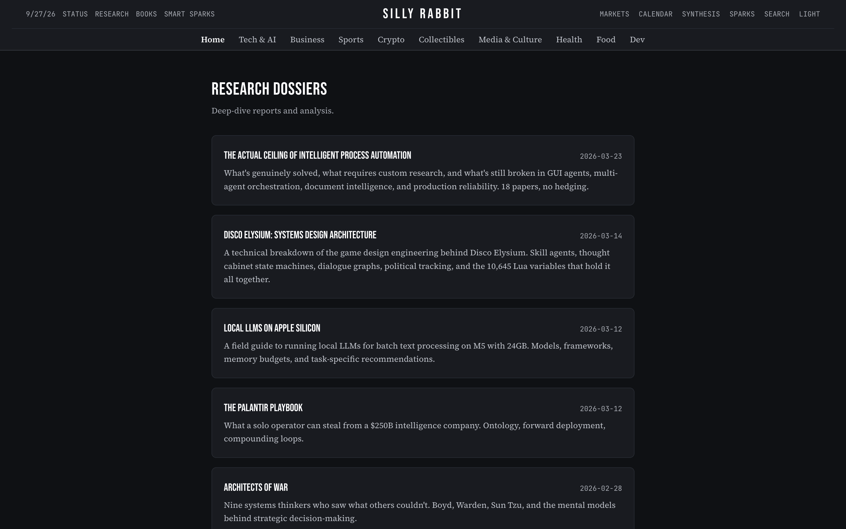 Personal Research System: Research